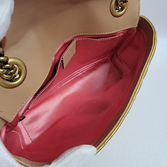 GUCCI GG Marmont Pearl Studs Quilted Crossbody/Shoulder Bag